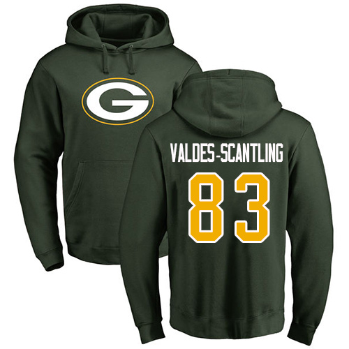 Men Green Bay Packers Green #83 Valdes-Scantling Marquez Name And Number Logo Nike NFL Pullover Hoodie Sweatshirts